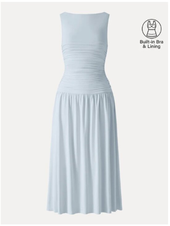 OGL Dresses & Skirts - OGL SkinKiss Cooling Boatneck Ruched Midi Bra Dress